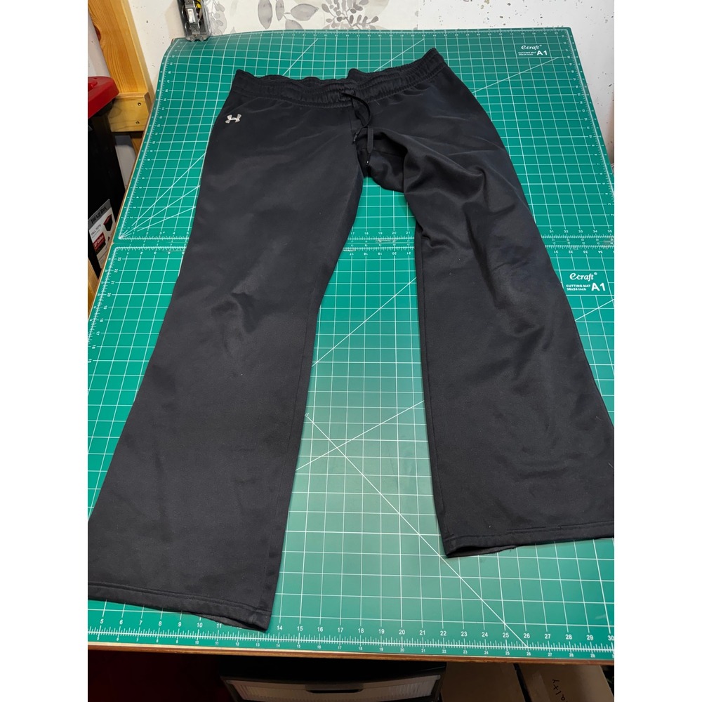 Under Armour Womens XL Black Semi-Fitted Fleece Lined Athletic Pants Straight Le